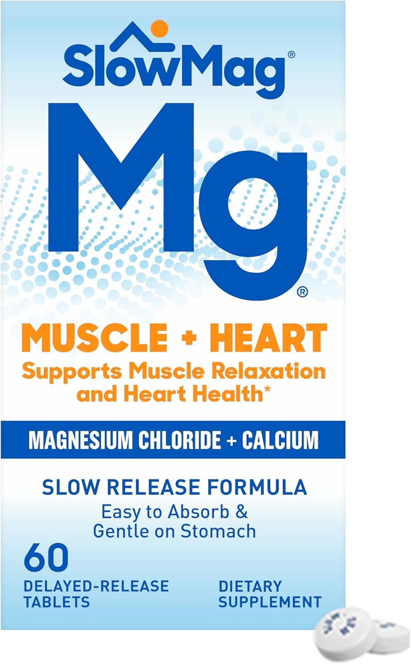 Slow-Mag SlowMag Mg Muscle + Heart Magnesium Chloride with Calcium Supplement, 60 Count - Image 1